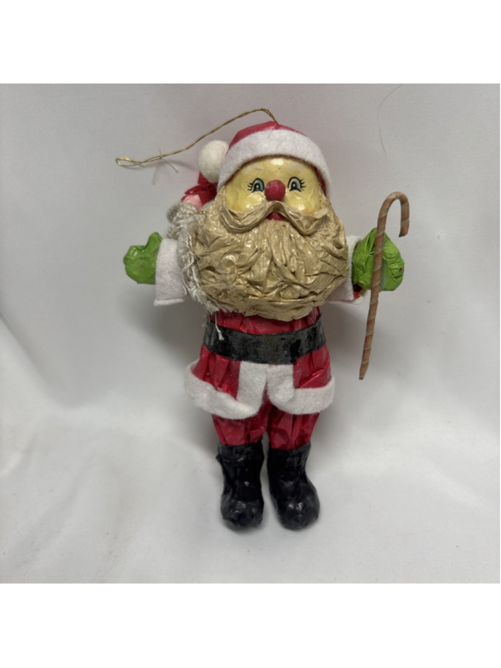 Vintage Paper Santa Claus Christmas Tree Ornament Decor Paper Mache 6”